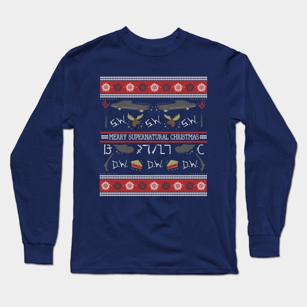 Merry Supernatural Christmas Long Sleeve T-Shirt by SuperSamWallace